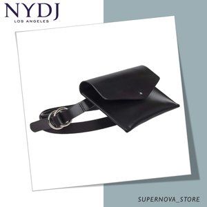 NYDJ Black Leather Belt Bag Waist Pouch Fanny Pack